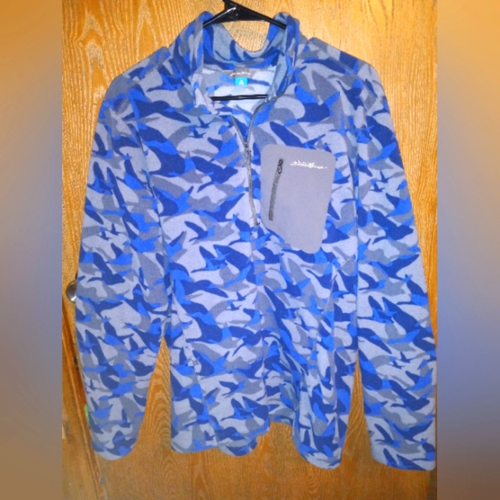 Mens Eddie Bauer blue camo fleece sz large